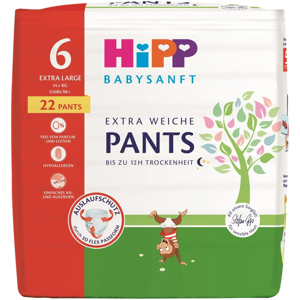 Hipp babysanft Extra Weiche Pants Größe 6 Junior, 14+ kg, 22 St