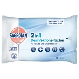 Sagrotan Disinfection wipes 2in1, 15 pcs