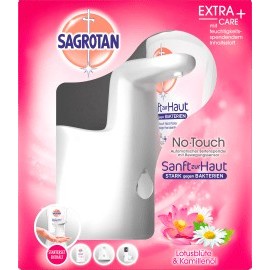 Sagrotan No touch soap dispenser device + refill pack lotus blossom & chamomile oil, 1 pc