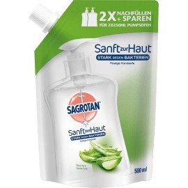 Sagrotan Liquid soap gentle on the skin Aloe Vera refill pack, 500 ml