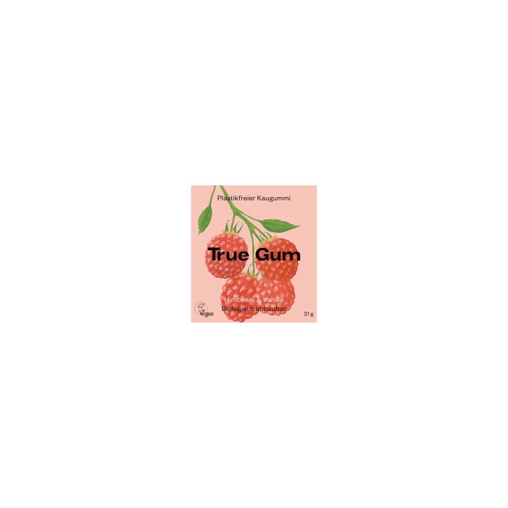 True gum Raspberry & Vanilla chewing gum, sugar-free, 21 g