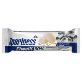 Sportness Protein bar 50%, crispy white chocolate flavor, coated with white chocolate, 45 g