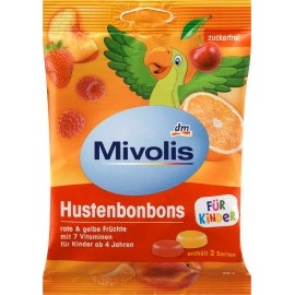 Mivolis Candy, red and yellow fruits for children, sugar-free, 75 g