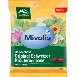 Mivolis Bonbon, original Swiss herbs, sugar-free, 125 g
