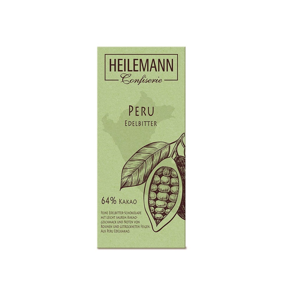 Heilemann Original Chocolate Peru 64% Dark Chocolate, 80 g