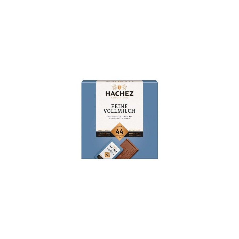 Hachez fine whole milk 44% cocoa bars 165g