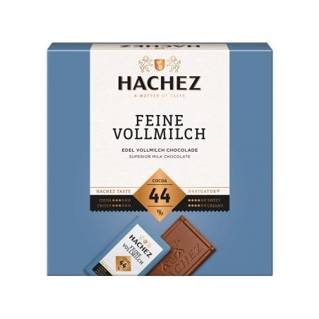 Hachez fine whole milk 44% cocoa bars 165g