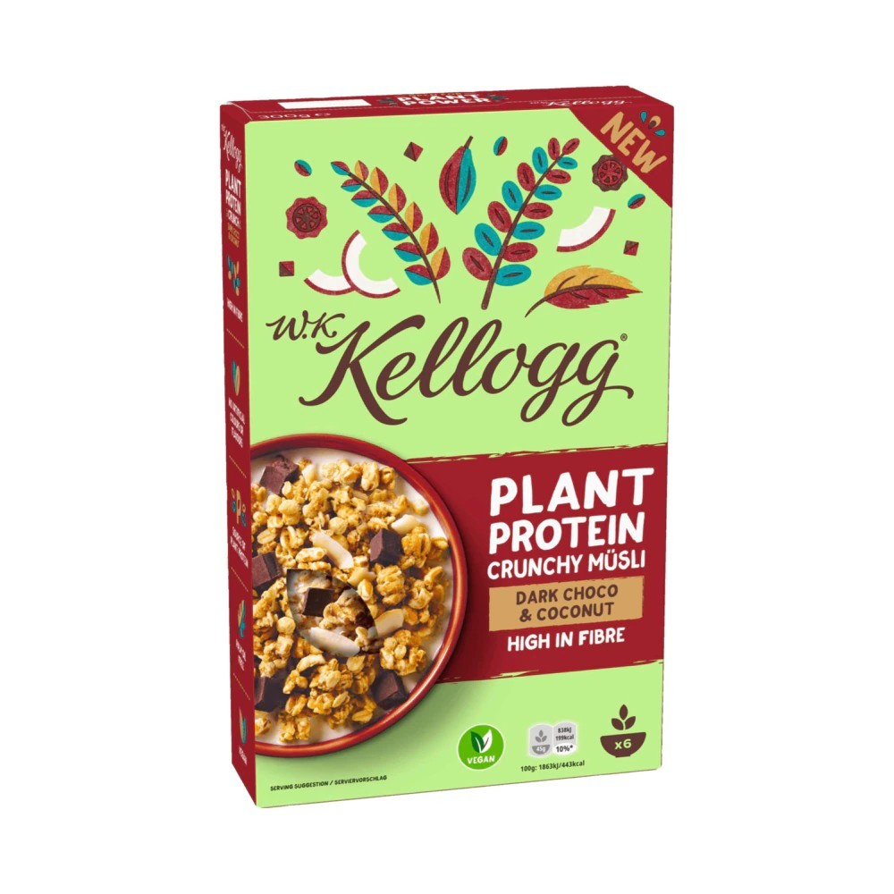 WK Kellog Plant Protein Crunchy Muesli Dark Choco & Coconut 300g