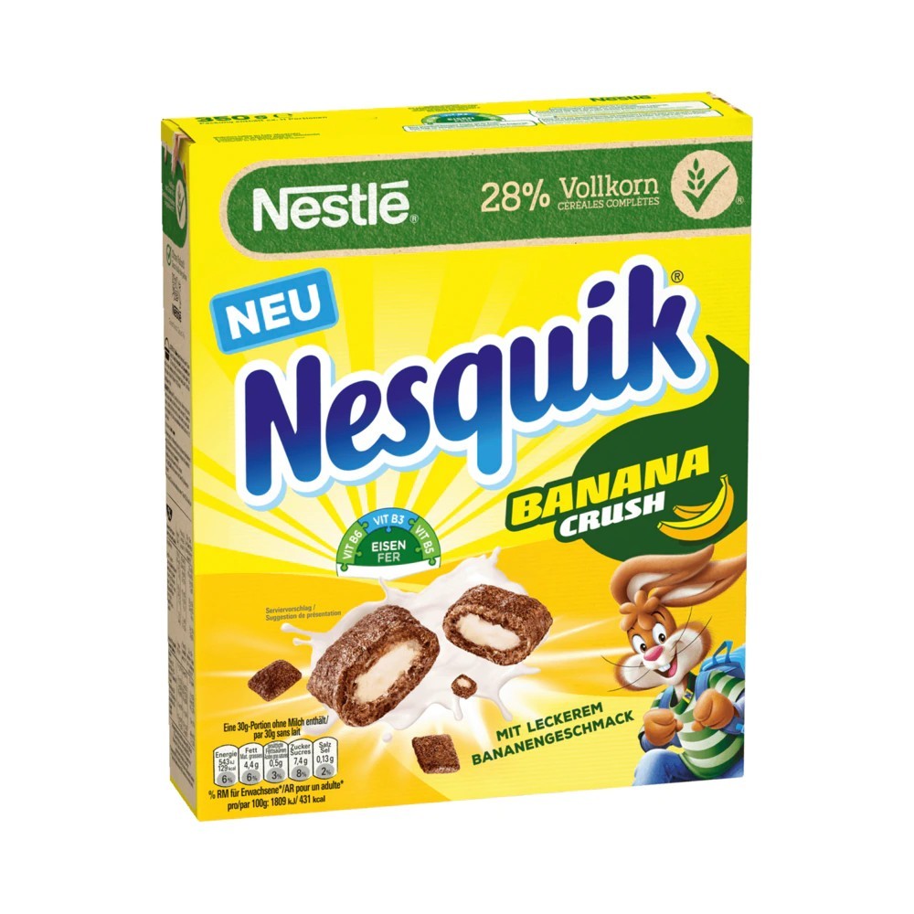 Nestlé Nesquik BananaCrush chocolate breakfast cereals with whole grain 350g