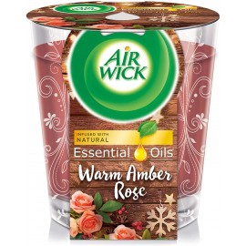 Air Wick Essential Oils Candle Air Freshener, Warm Amber Rose Scent, 105g