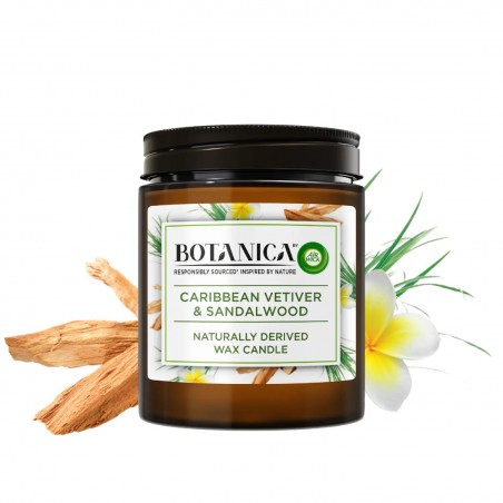 BOTANICA by AIR WICK Caribbean Vetiver & Sandalwood Naturally Derived Wax Candle, 205g