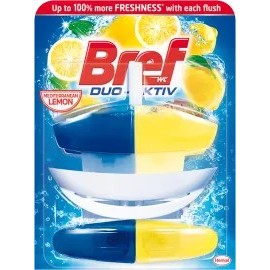 Bref WC liquid toilet block Duo Aktiv Lemon curtain + refill, 100 ml