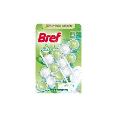 Bref WC block Power Aktiv ProNature Mint Eucalyptus, 150 g