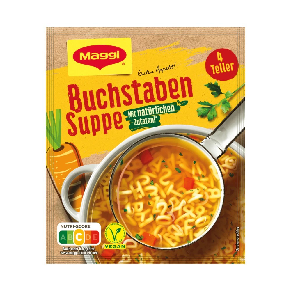 Maggi letters soup, makes 1l