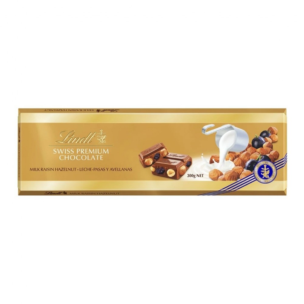 Lindt Swiss Milk Chocolate with raisins and nuts, 300g