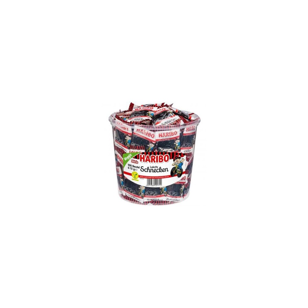 Haribo Liquorice Snails Minis Veggie 100x13g