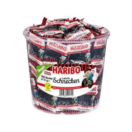 Haribo Liquorice Snails Minis Veggie 100x13g