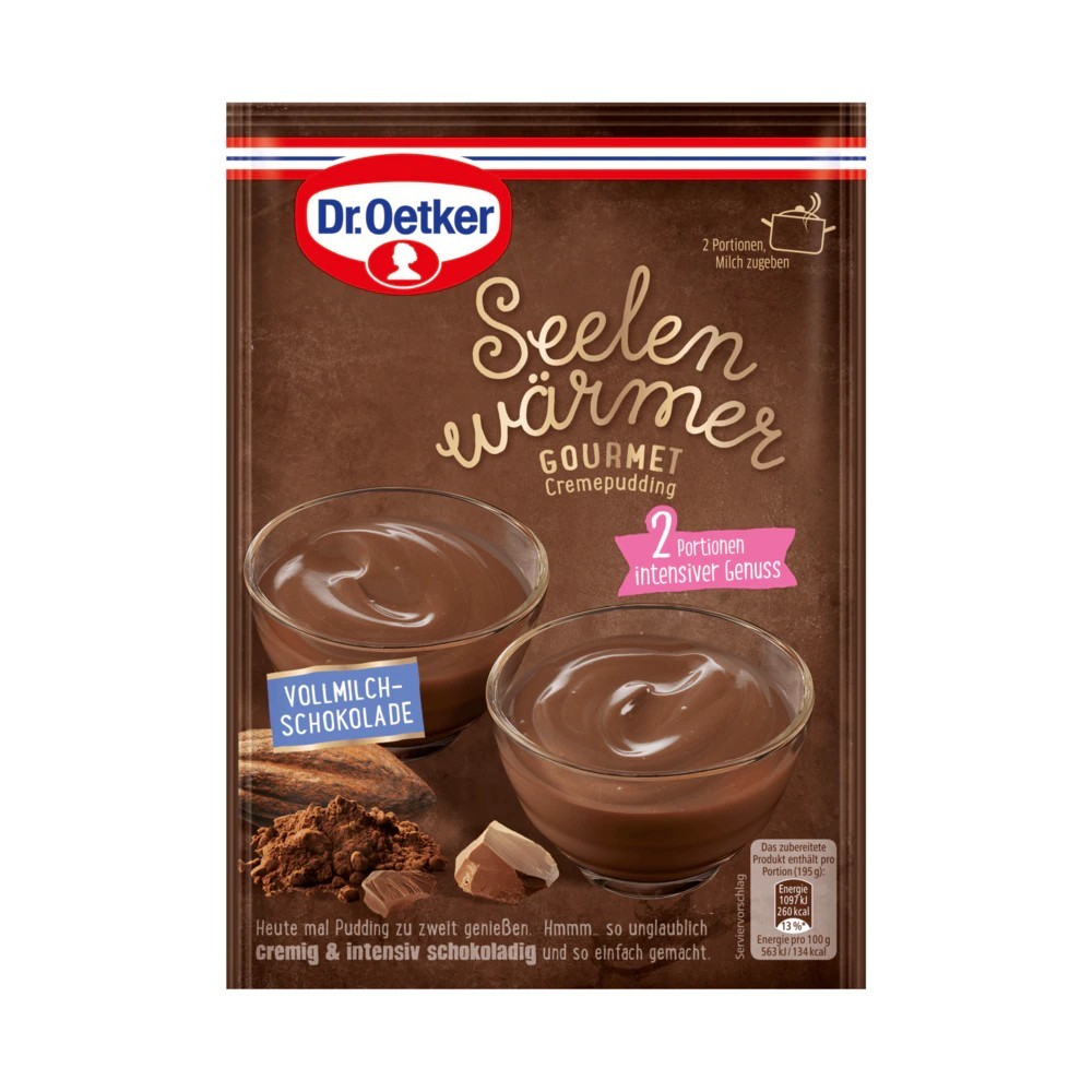 Dr. Oetker Seelenwärmer Gourmet Cream Pudding Whole Milk Chocolate 2 servings