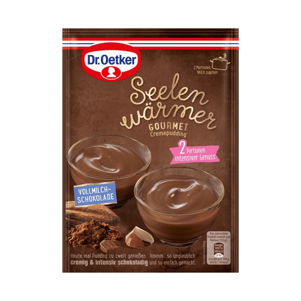Dr. Oetker Seelenwärmer Gourmet Cream Pudding Whole Milk Chocolate 2 servings