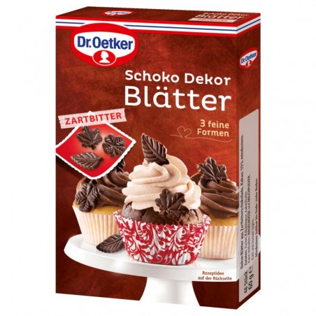 Dr. Oetker chocolate decor leaves dark 60g