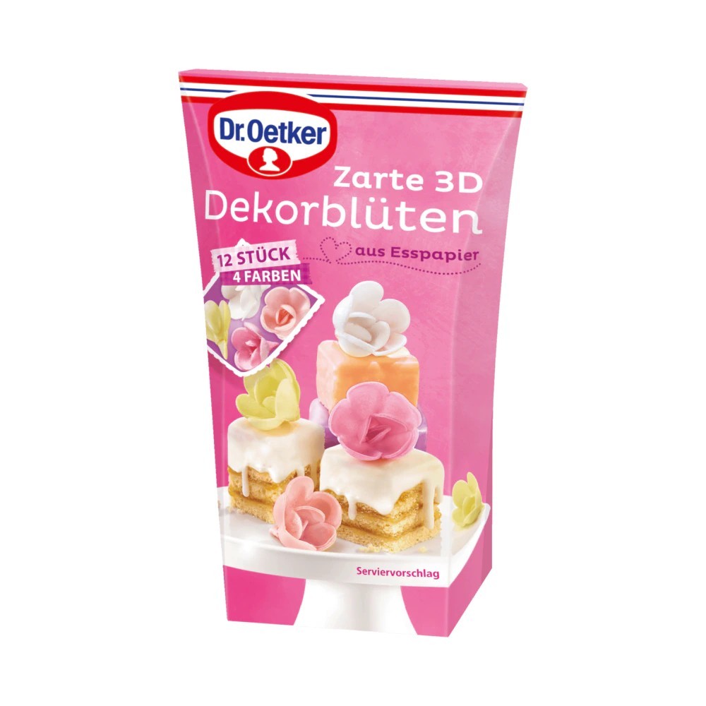 Dr. Oetker Delicate 3D decorative flowers made of edible paper 12 pieces