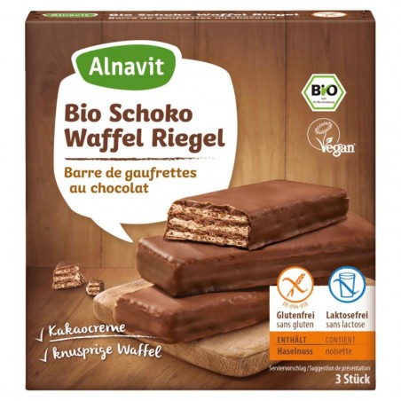 Alnavit organic chocolate wafer bar gluten-free 75g