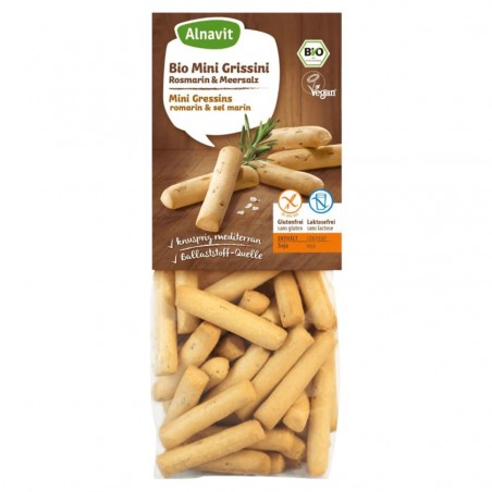 Alnavit Organic Mini Grissini Rosemary & Sea Salt gluten-free 100g