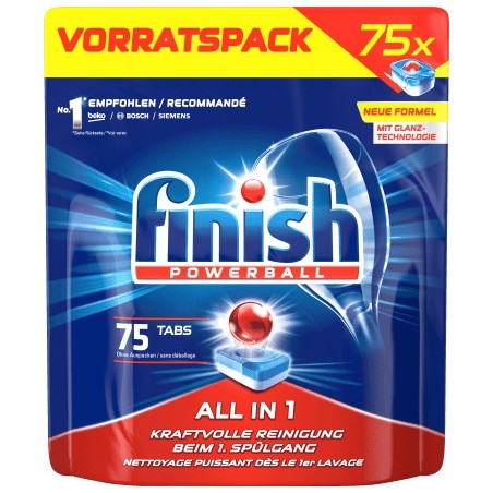 finish Dishwasher tabs all-in-1 storage pack, 75 pcs