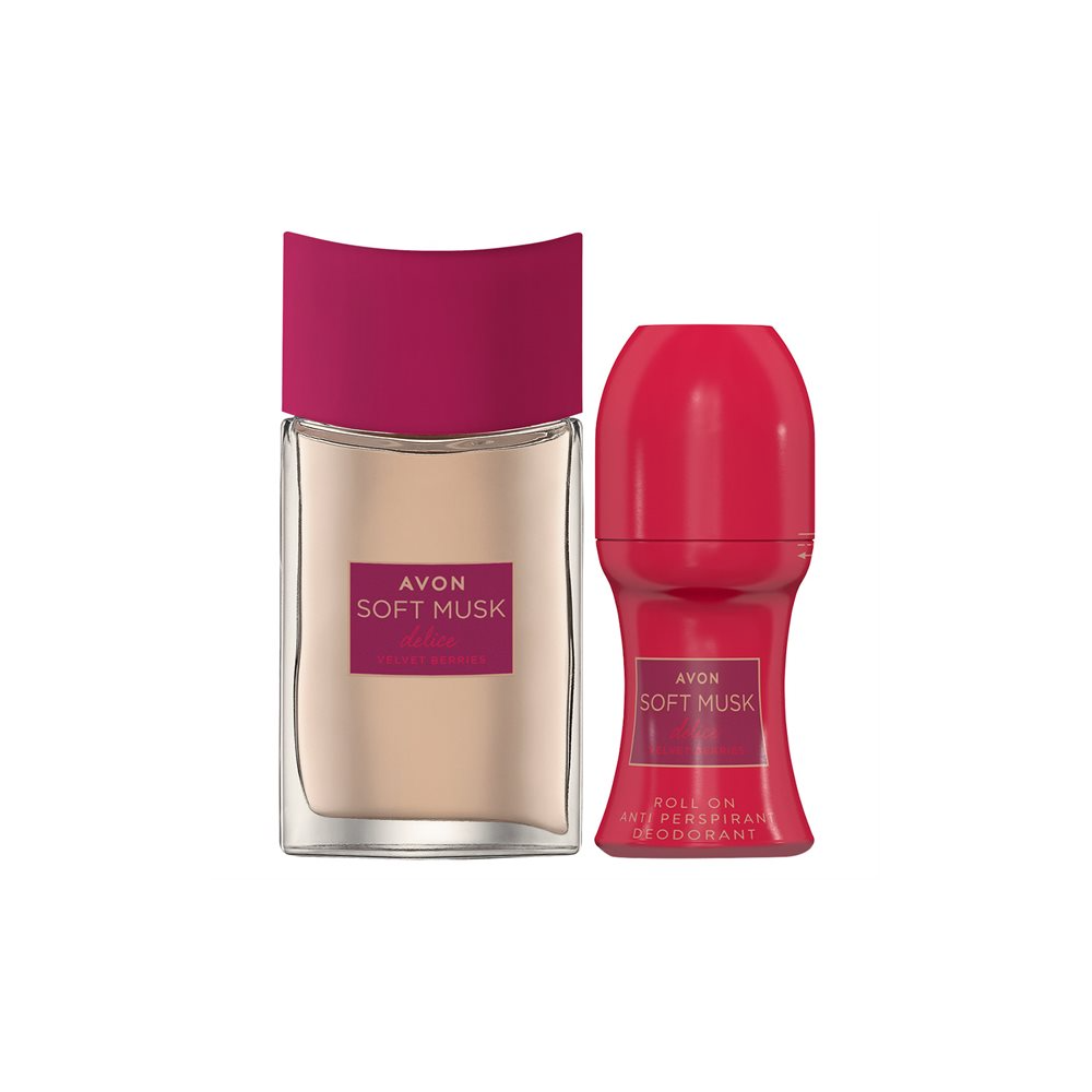 Avon Zarter Moschus Delice Samtige Beeren Eau de Toilette 50 ml + Deo-Roll-On 50 ml