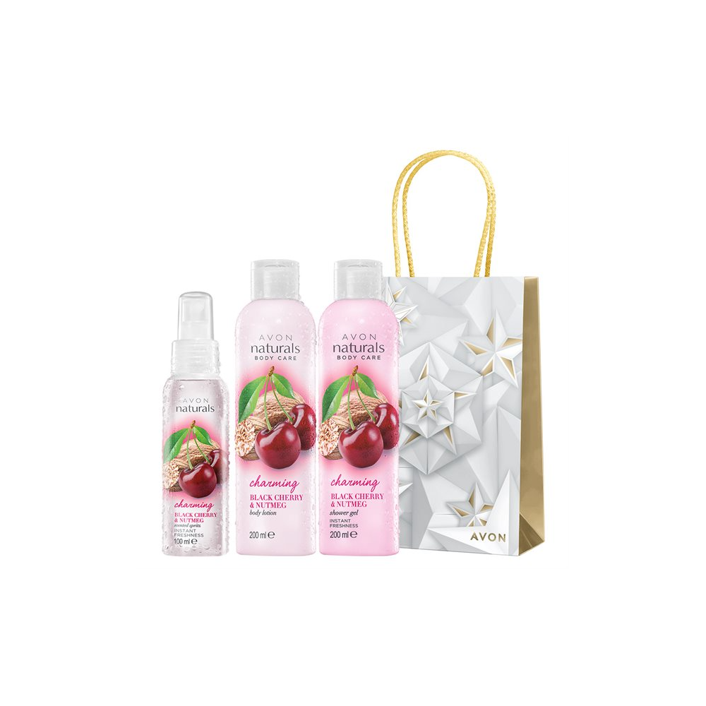 AVON BODY CARE KIT WITH PEACH AND VANILLA WITH A GIFT BAG