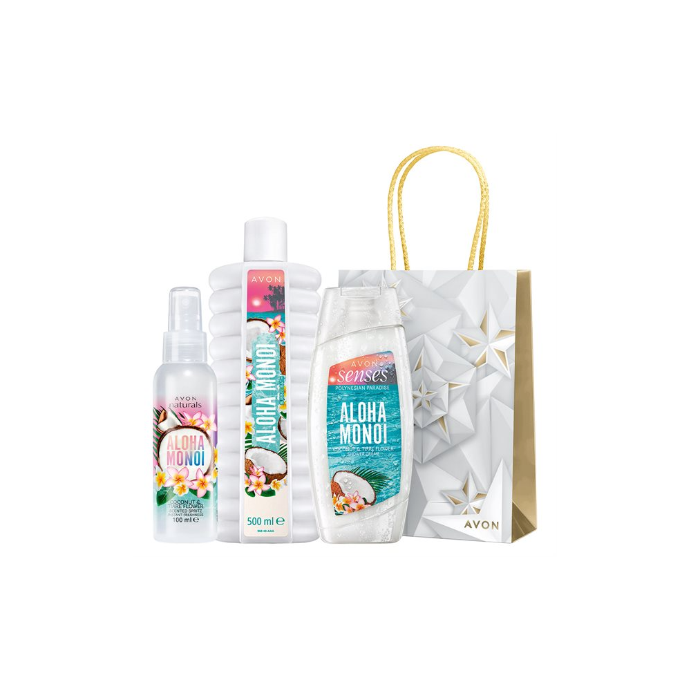 AVON BODY AND FLOWER BODY CARE SET WITH GIFT BAG