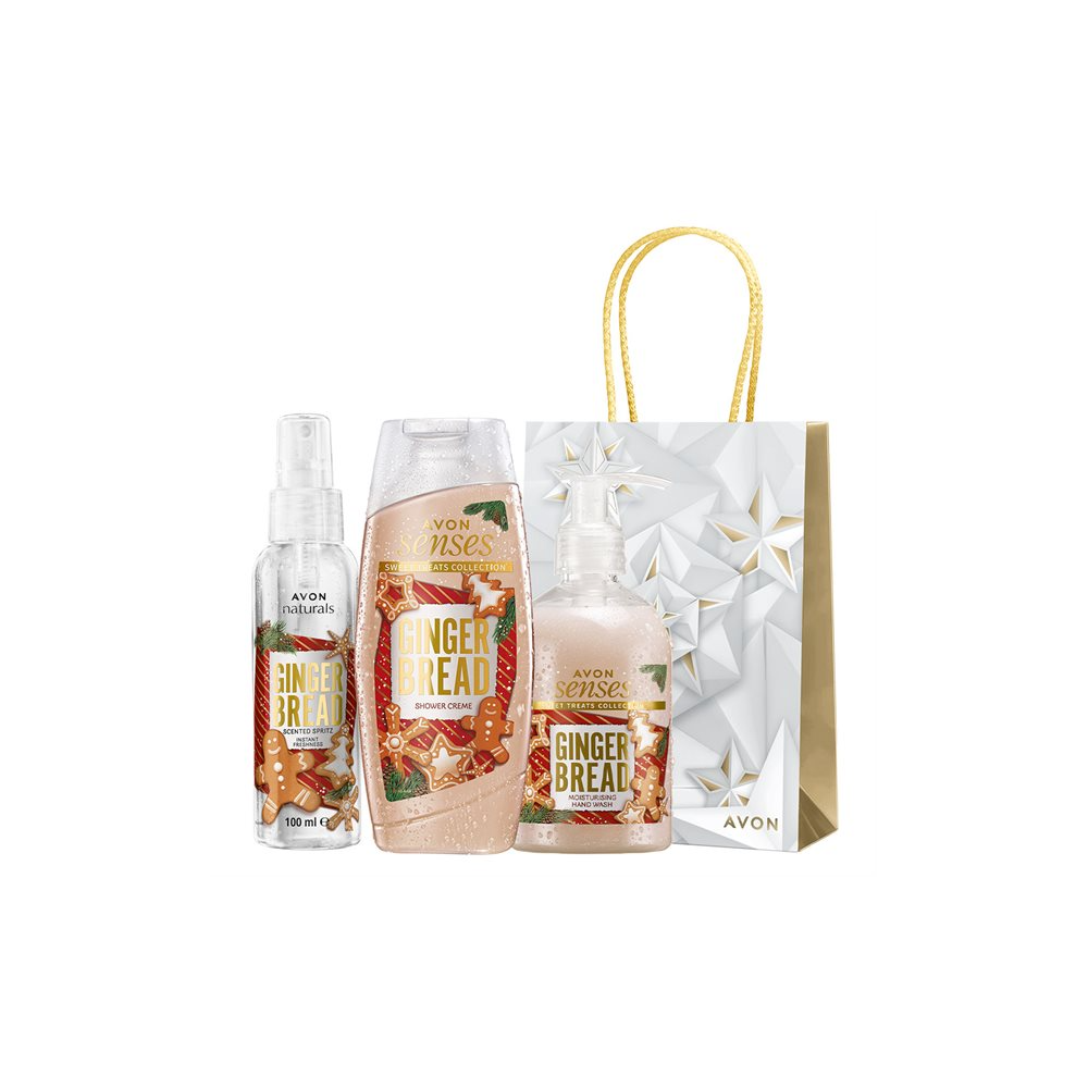 AVON BODY CARE KIT WITH GINGERBREADS WITH GIFT BAG