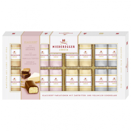 Niederegger Marzipan Classic Variations Karamell Brownie Käsekuchen Vanille Toffee Doppel-Schokolade 100 g