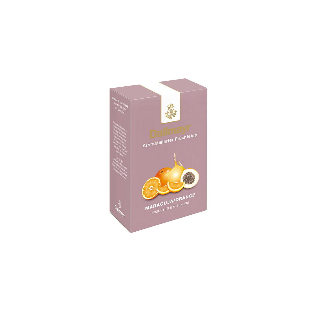 Dallmayr Früchtetee-Mischung mit Passionsfrucht- und Orangenaroma, loser Tee 100 g
