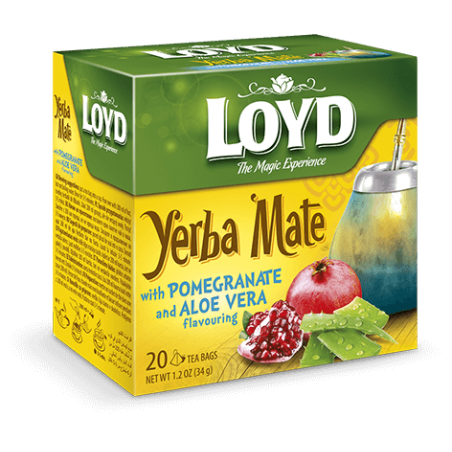 LOYD Yerba Mate mit Granatapfelgeschmack und Aloe Vera, 20 Teebeutel
