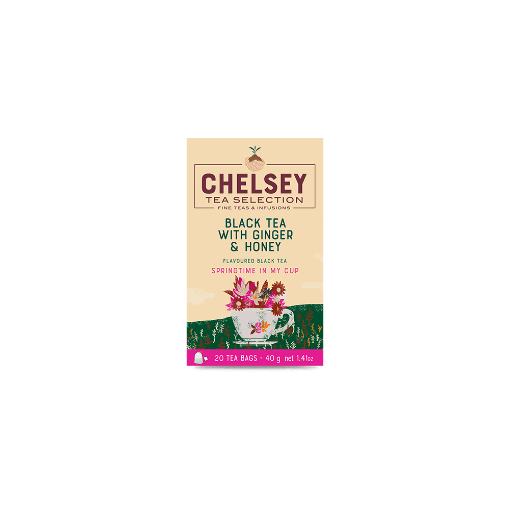 CHELSEY Schwarzer Tee mit Ingwer & Honig 20 Teebeutel, 40 g / 1,41 oz