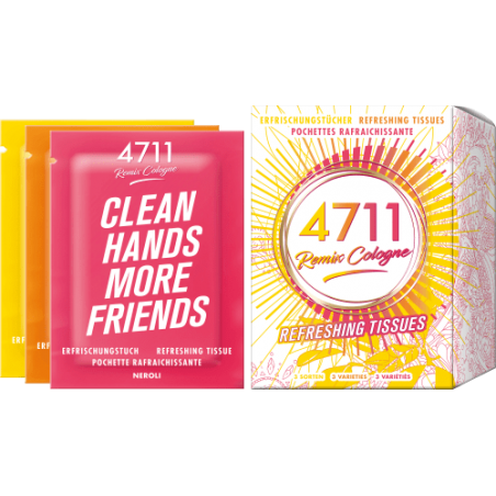 4711 Remix Cologne erfrischende Tücher, Mischung aus 3 Sorten: Zitrone, Orange und Neroli, 10 Stück