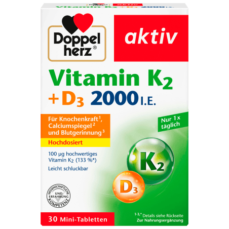 Doppel herz Vitamin K2 + D3 Tabletten 30 St., 13,1 g