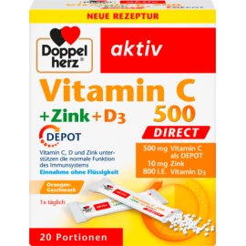 Doppelherz Aktiv Vitamin C 500 + zinc + D3 depot direct granules 20 pieces, 32 g