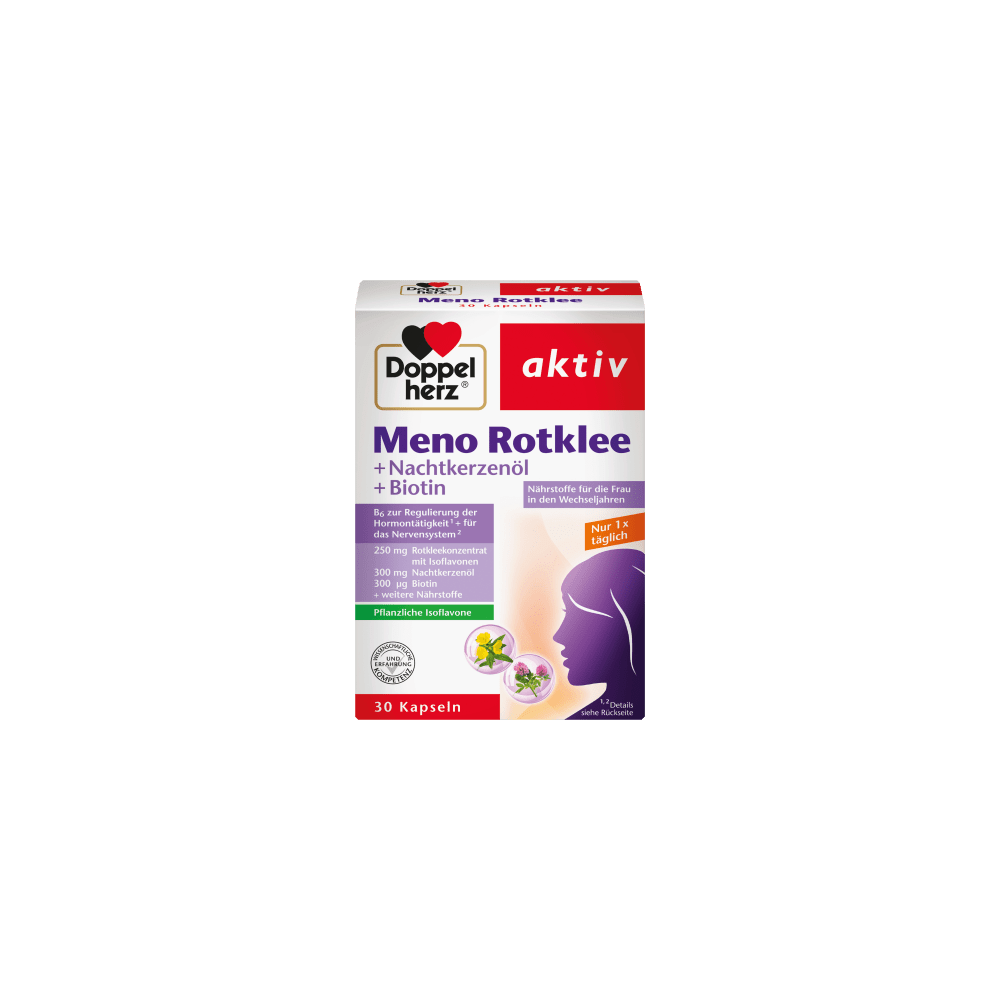 Doppel herz Meno red clover + evening primrose oil + biotin capsules 30 pieces, 34.4 g