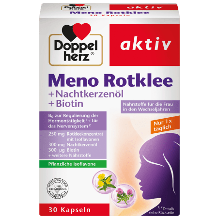 Doppel herz Meno red clover + evening primrose oil + biotin capsules 30 pieces, 34.4 g