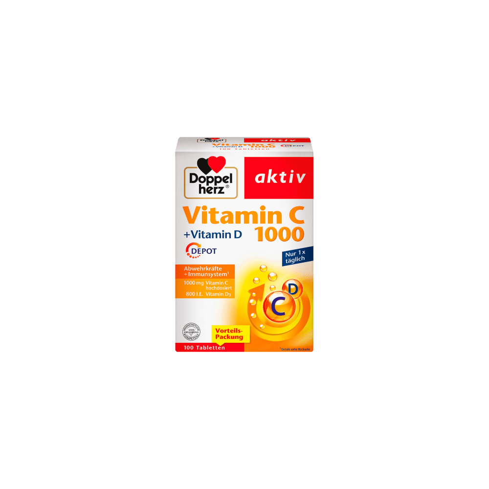 Doppel herz Vitamin C + vitamin D depot tablets 100 pieces, 137.8 g