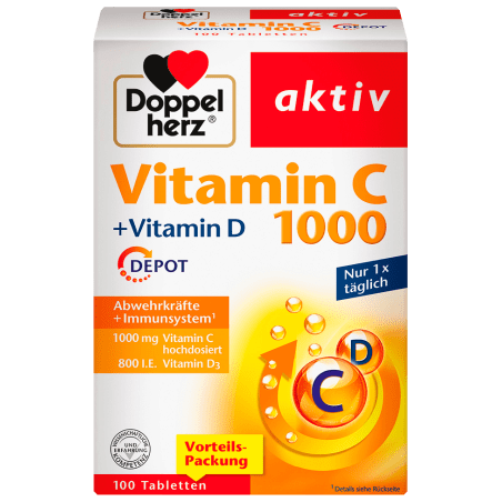 Doppel herz Vitamin C + vitamin D depot tablets 100 pieces, 137.8 g