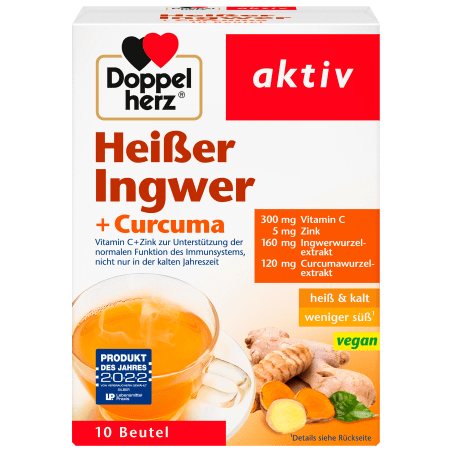 Doppel herz Hot ginger + turmeric hot drink (10 pieces), 100 g