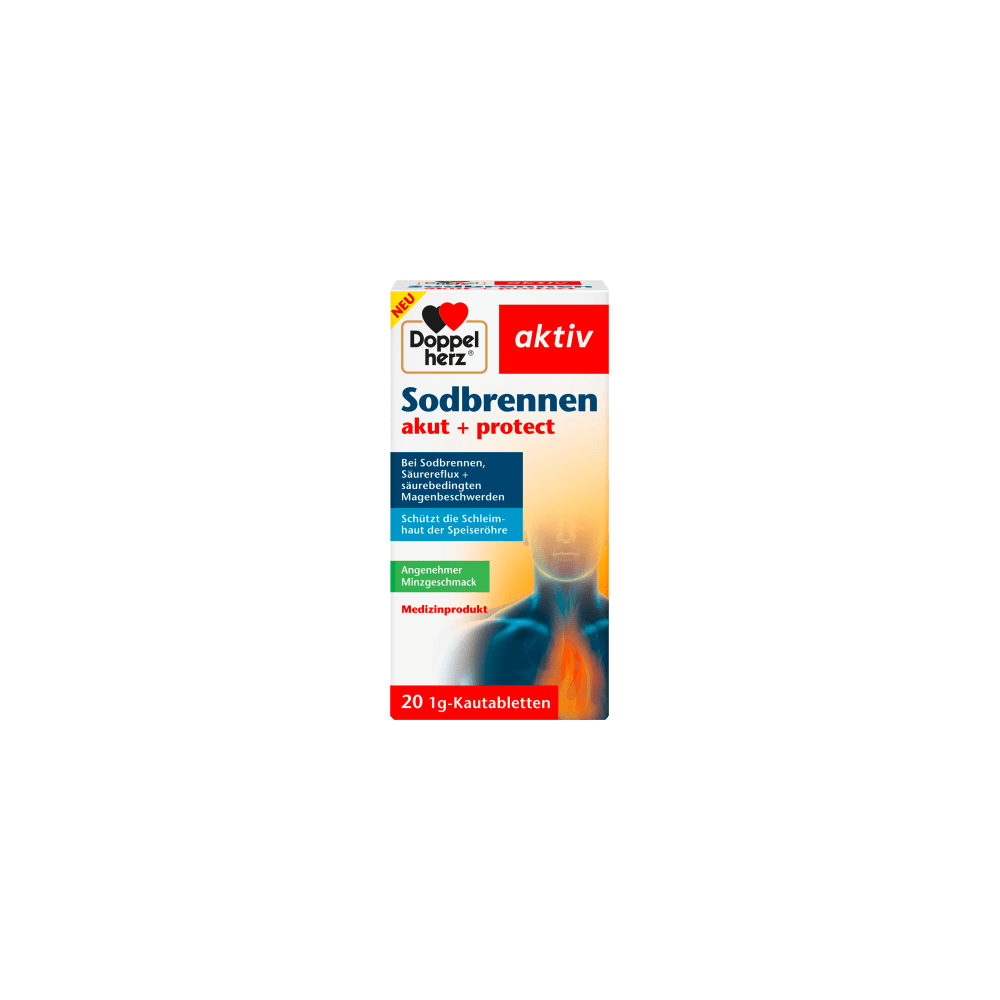 Doppel herz Heartburn acute + protect chewable tablets, 20 pcs