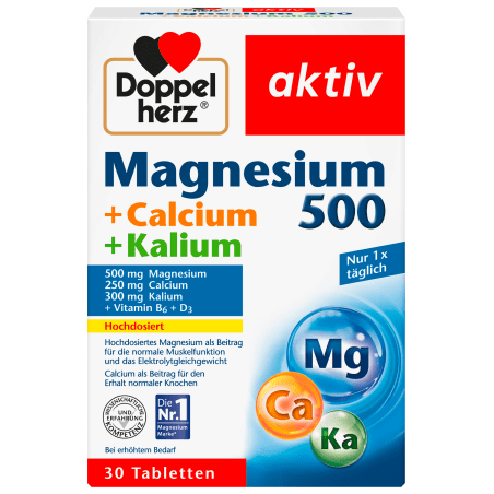 Doppelherz Aktiv Magnesium 500 + Calcium + Potassium Tablets 30 pcs