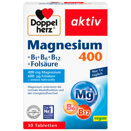Doppelherz aktiv Magnesium + B1 + B6 + B12 + Folic Acid 400 30 tablets, 38.9 g