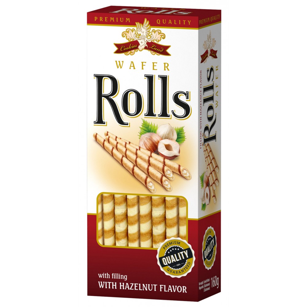 Cookiesland wafer rolls hazelnut 160g