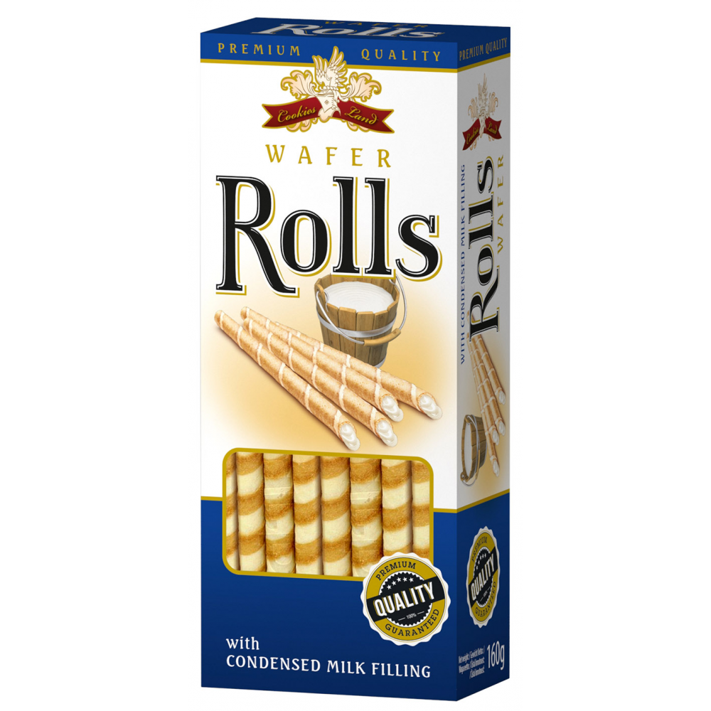 Cookiesland wafer rolls milk 160 g