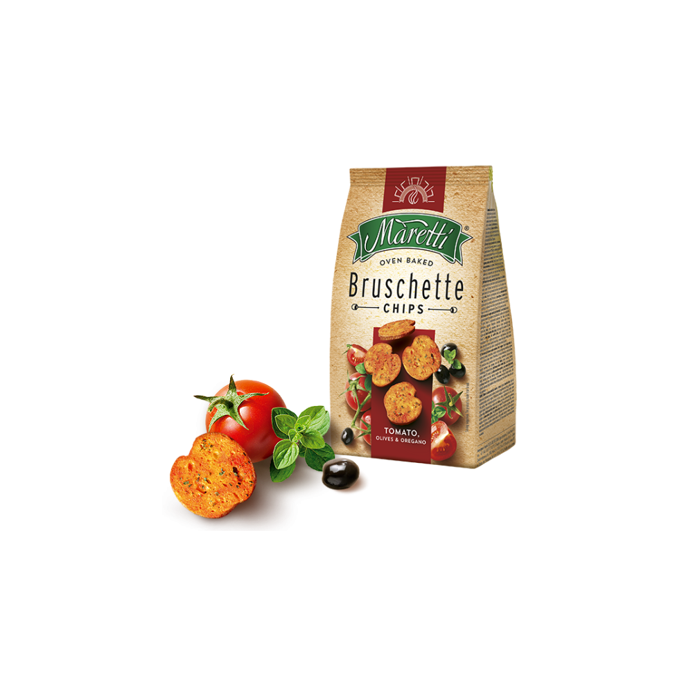Maretti Bruschette Chips Tomato, Olives & Oregano 70 g
